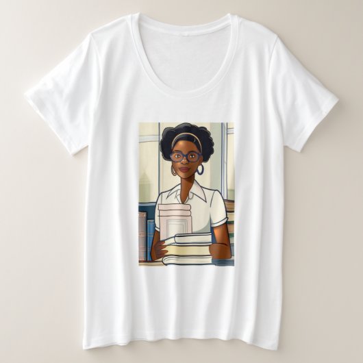 図書館員 プラスサイズTシャツ (デザイン正面)