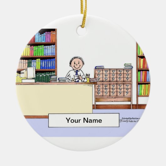 図書館員 – 男性 セラミックオーナメント (正面)