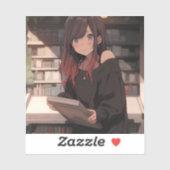 図書館女子のステッカーシール｜寿司娘 generativeai シール (シート)