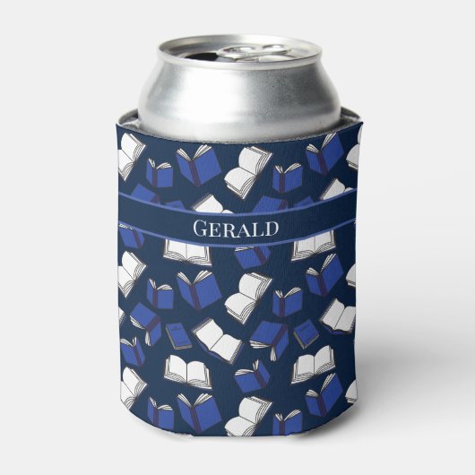 図書館学校先生とブックワーム書籍デザイン 缶クーラー (缶正面)