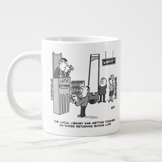 図書館後期簿。遅延返品に対する厳しい罰則 ジャンボコーヒーマグカップ (左)