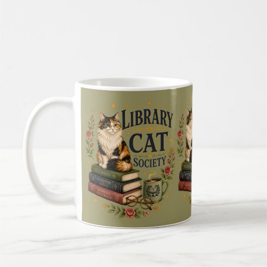 図書館猫協会 ブックカフェ カリコ猫 コーヒーマグカップ (左)