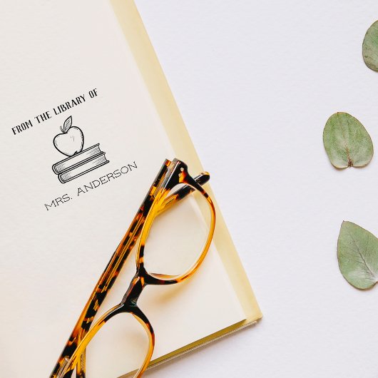 図書館素朴の美しい先生リンゴ セルフインキングスタンプ