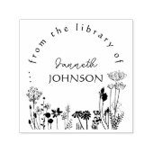 図書館素朴図書カスタムのフローララウンド セルフインキングスタンプ (デザイン)