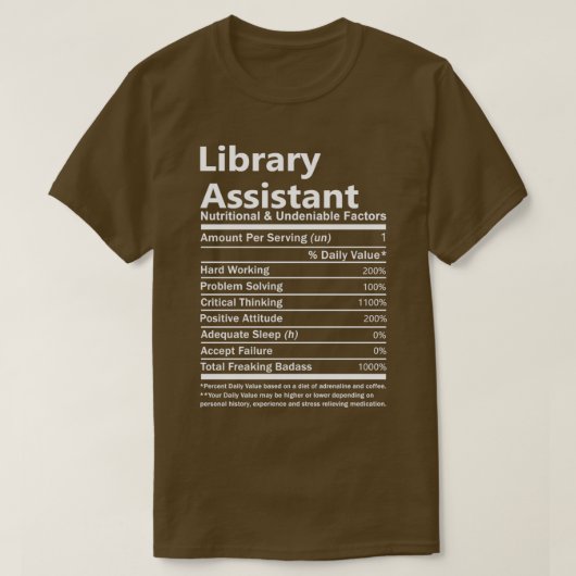 図書館補助栄養と否定できない事実上 Tシャツ (デザイン正面)