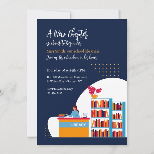 図書館退職パーティの招待状 招待状 (正面)