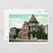 図書館、クインシー1914ヴィンテージ ポストカード (正面/裏面)