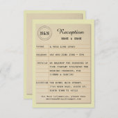 図書館 受付 著者 結婚式 本 教師 招待状 (正面/裏面)