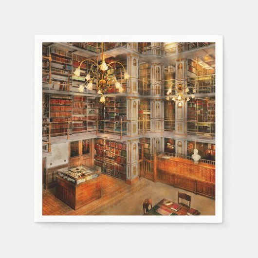 図書館 – 文学的クラシック1905 スタンダードカクテルナプキン (正面)