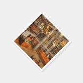 図書館 – 文学的クラシック1905 スタンダードカクテルナプキン (角)