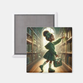 図書館 - 緑のマグネット マグネット (正面/裏面)