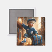 図書館 - 青いマグネット マグネット (正面/裏面)