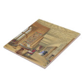 図書館、Windsorの城1838年(色のlitho) タイル (側面)