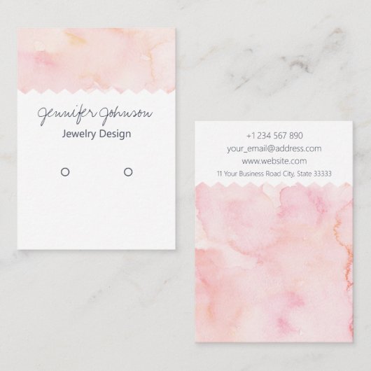 図柄水色イヤリングホルダー表示カード 名刺 (正面/裏面)