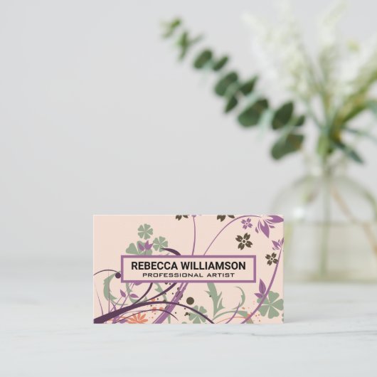 図花の背景 名刺 (スタンド正面)