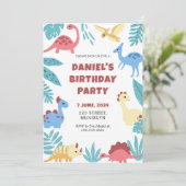 図解カラフルよくはしゃぐ恐竜誕生日 招待状 (スタンド正面)