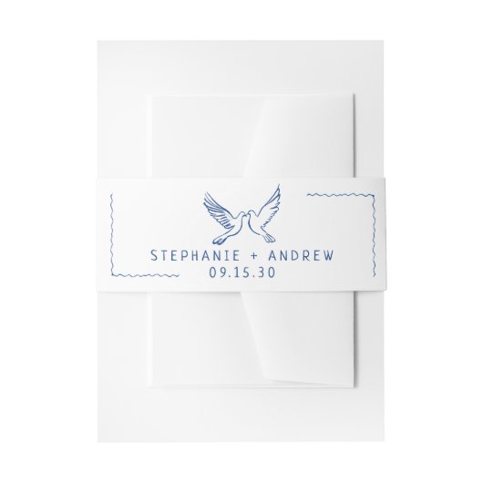 図解入りの、写真付きのお洒落結婚の 招待状ベリーバンド (正面例)