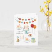 図解入りの、写真付きのお誕生日ケーキ誕生日グリーティングカード カード (黄色い花)