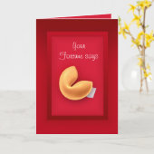 図解入りの、写真付きのなおみくじ入りクッキーカード-カスタムなメッセージ カード (黄色い花)