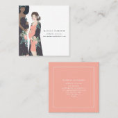 図解入りの、写真付きのなカラフル + 花の助産婦 スクエア名刺 (正面/裏面)