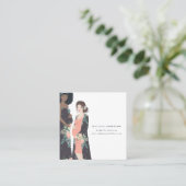 図解入りの、写真付きのなカラフル + 花の助産婦 スクエア名刺 (スタンド正面)