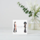 図解入りの、写真付きのなカラフル + 花の助産婦 スクエア名刺 (スタンド正面)