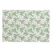 図解入りの、写真付きのなサボテン及びピンクの花模様 枕カバー (裏面-左)