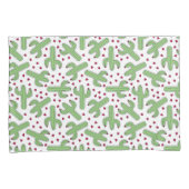 図解入りの、写真付きのなサボテン及びピンクの花模様 枕カバー (正面右)