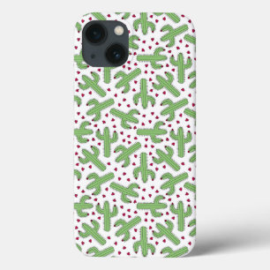 図解入りの、写真付きのなサボテン及びピンクの花模様 iPhone 13ケース