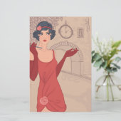 図解入りの、写真付きのなフラッパーの女の子 便箋 (スタンド正面)