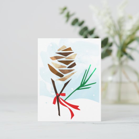 図解入りの、写真付きのなマツ円錐形のクリスマスの休日の郵便はがき シーズンポストカード (スタンド正面)