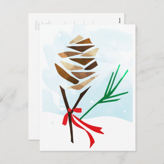 図解入りの、写真付きのなマツ円錐形のクリスマスの休日の郵便はがき シーズンポストカード (正面/裏面)