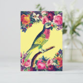図解入りの、写真付きのなヴィンテージのオウムおよび花 カード (スタンド正面)