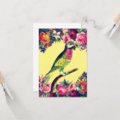 図解入りの、写真付きのなヴィンテージのオウムおよび花 カード (正面/裏面インサイチュ)