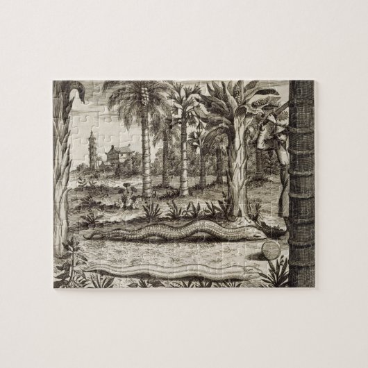 「図解入りの、写真付きのなAthan著」中国からの石造りのヘビ、 ジグソーパズル (横)