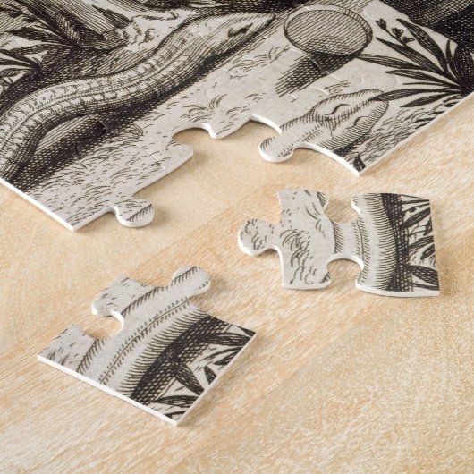 「図解入りの、写真付きのなAthan著」中国からの石造りのヘビ、 ジグソーパズル (側面)