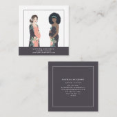 図解入りの、写真付きのなprgenantお母さんのカラフル + 花の助産婦 スクエア名刺 (正面/裏面)