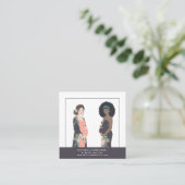 図解入りの、写真付きのなprgenantお母さんのカラフル + 花の助産婦 スクエア名刺 (スタンド正面)