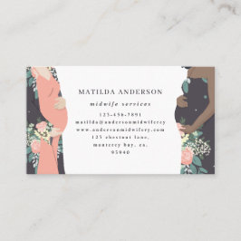 図解入りの、写真付きのなprgenantお母さんのカラフル + 花の助産婦 名刺