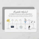 図解入りの、写真付きののタイムラ結婚イン招待状アイコンKraft 招待状 (正面/裏面)