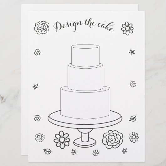 図解入りの、写真付きのの活結婚動ケーキのカラーリングページ (正面/裏面)