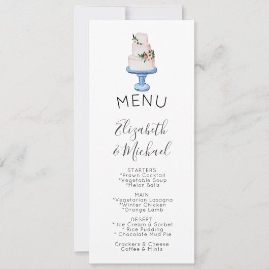 図解入りの、写真付きのの結婚ケーキメニュー 招待状 (正面)