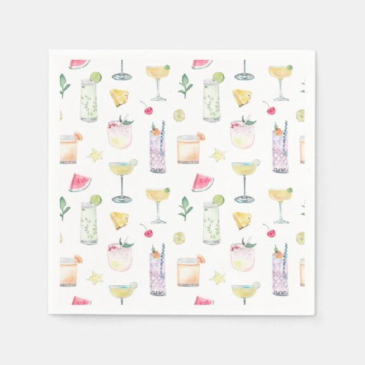 図解入りの、写真付きのカクテルアワー結婚サマーズナプキン スタンダードカクテルナプキン (正面)
