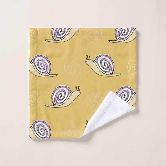 図解入りの、写真付きのカタツムリと渦巻き模様 バスタオルセット (ウォッシュタオル)