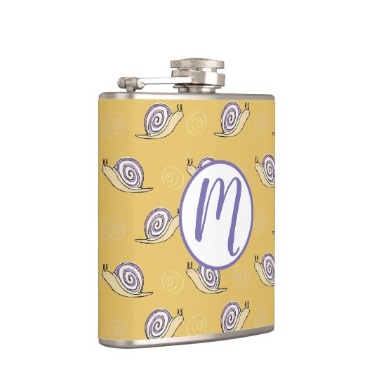 図解入りの、写真付きのカタツムリと渦巻き模様 フラスク (右)