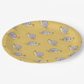 図解入りの、写真付きのカタツムリと渦巻き模様 ペーパープレート (アングル)