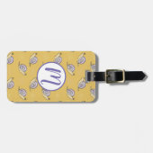 図解入りの、写真付きのカタツムリと渦巻き模様 ラゲッジタグ (正面横)