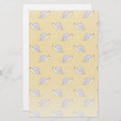 図解入りの、写真付きのカタツムリと渦巻き模様 便箋 (正面/裏面)