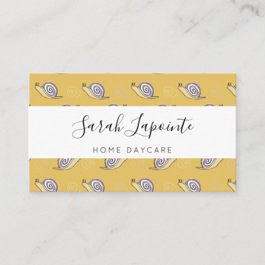 図解入りの、写真付きのカタツムリと渦巻き模様 名刺 (正面)