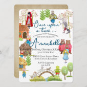 図解入りの、写真付きのクラシックフォーク&フェアリー・テイルズ子供へ 招待状 (正面/裏面)